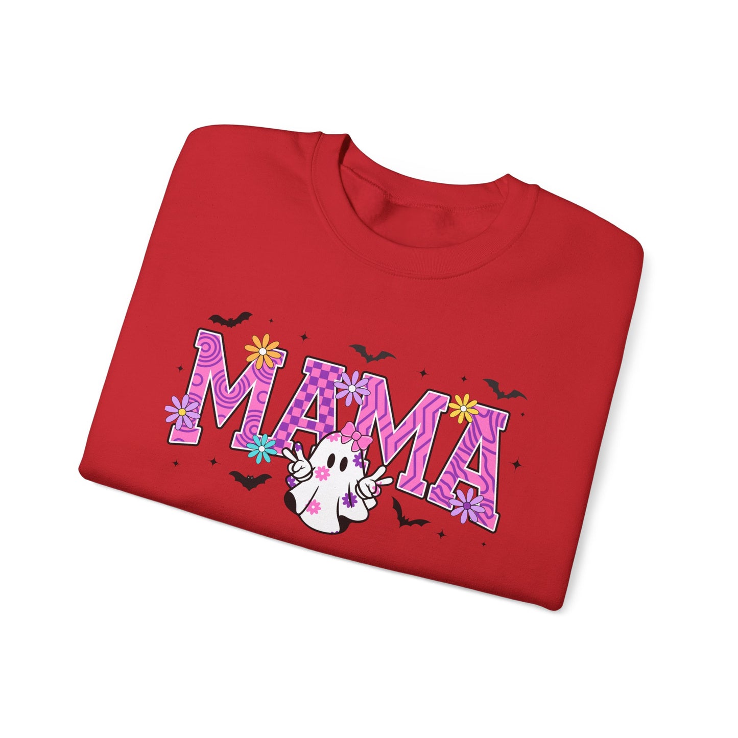 Mama Ghost Crewneck Sweatshirt – Pink Halloween Mom Pullover- Halloween Sweatshirt - Halloween Costume - Mama Sweatshirt - Mama Sweater