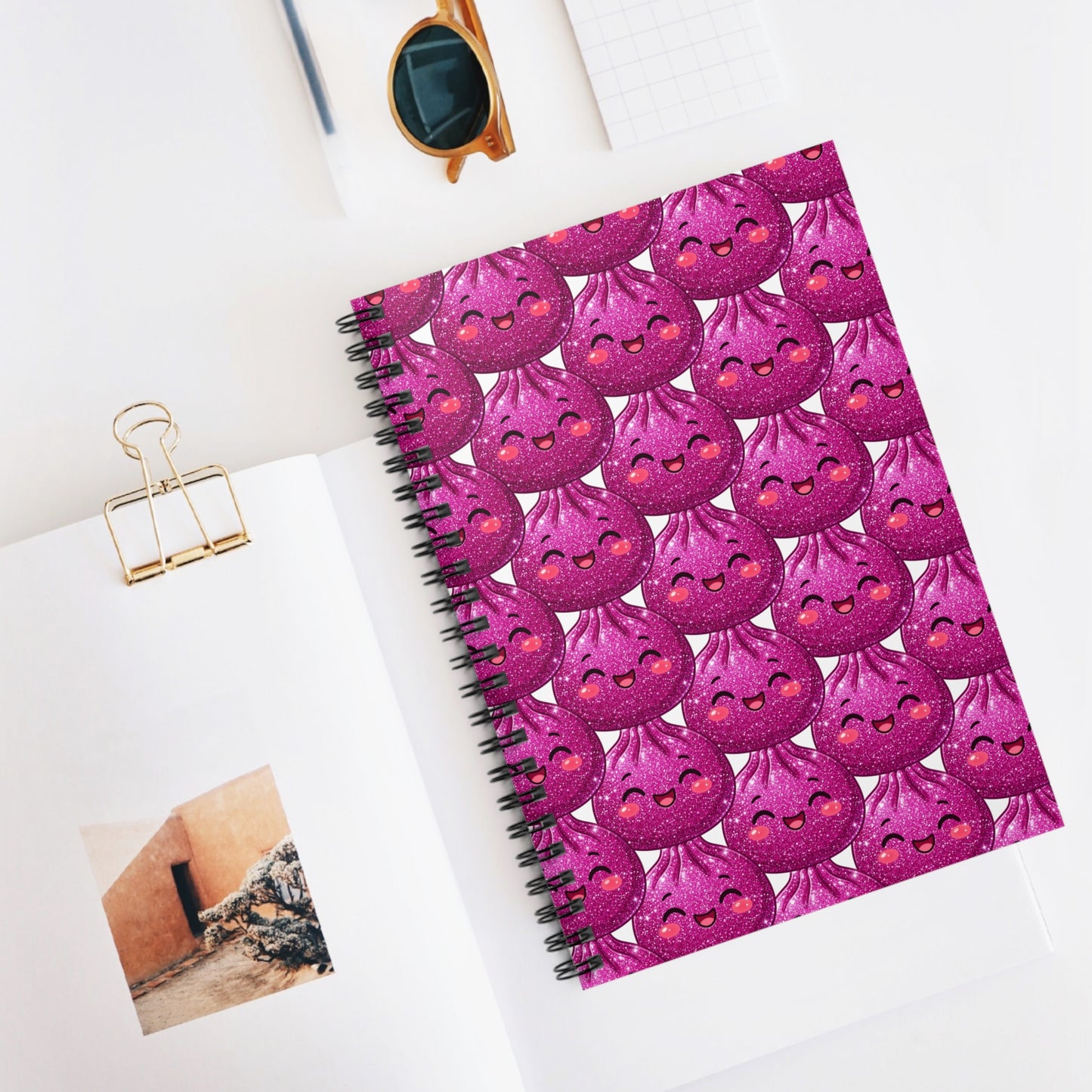 Pink Kawaii Cat Spiral Notebook — Cute Patterned Ruled Journal for School & Notes