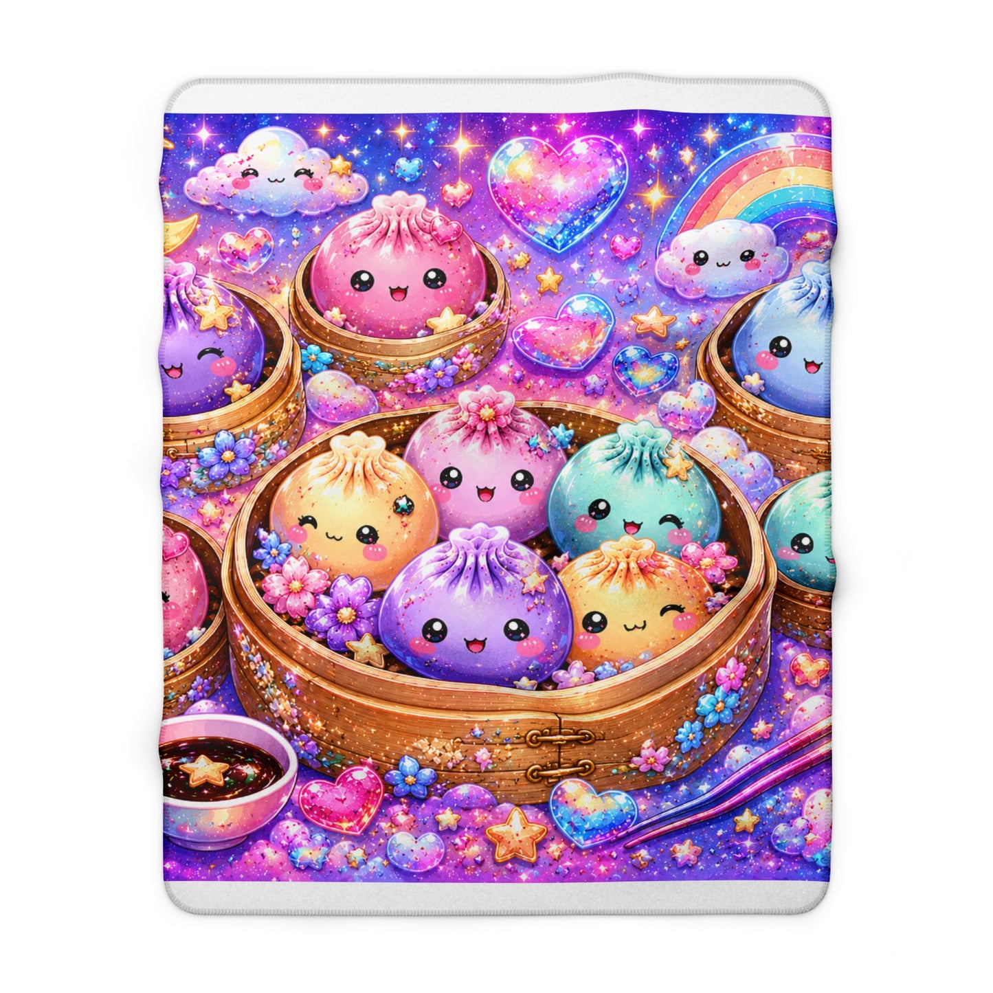 Sherpa Blanket — Cute Kawaii Dumpling Plushies Rainbow Galaxy Throw