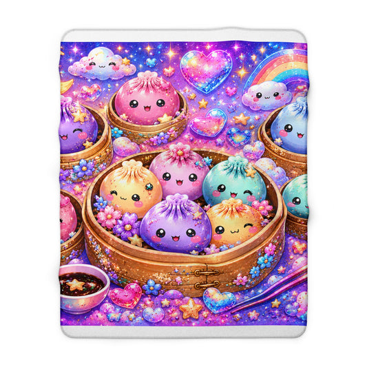 Sherpa Blanket — Cute Kawaii Dumpling Plushies Rainbow Galaxy Throw