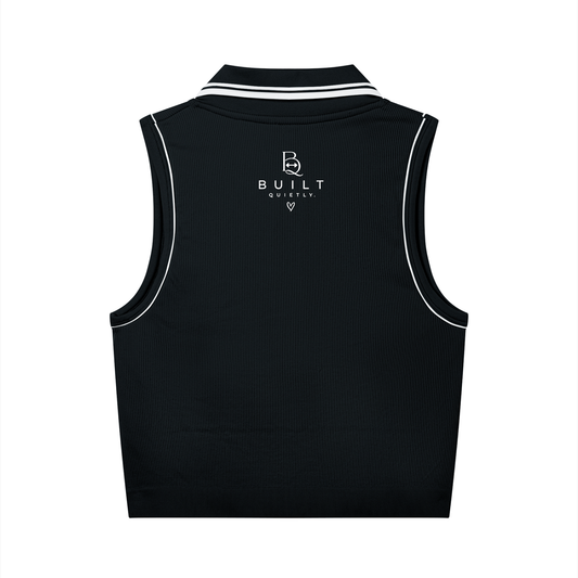 Women’s Cropped Polo Workout Tank – Tennis, Pickleball & Activewear Top