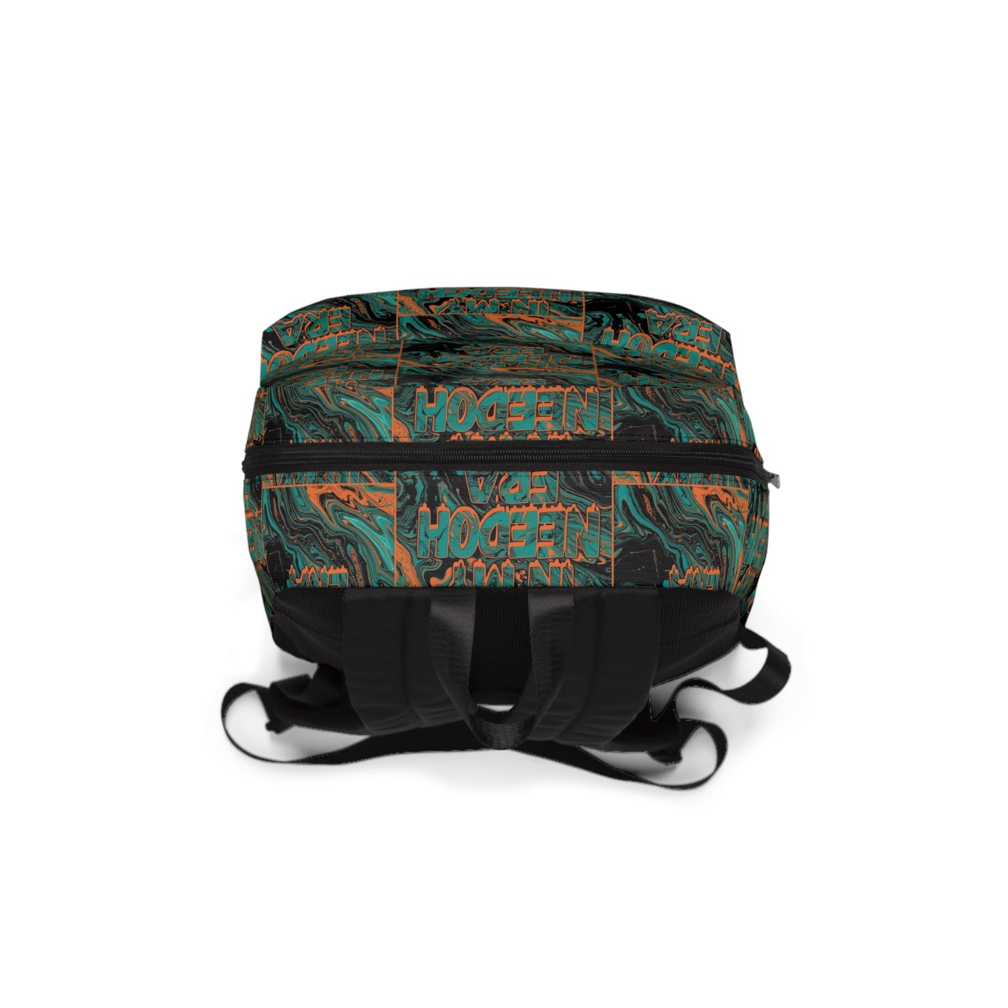 Freedom Graffiti Backpack — Teal Amber Marble Pattern