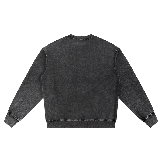 Unisex Snow Wash Oversized Crewneck Sweatshirt – Vintage Heavyweight Pullover
