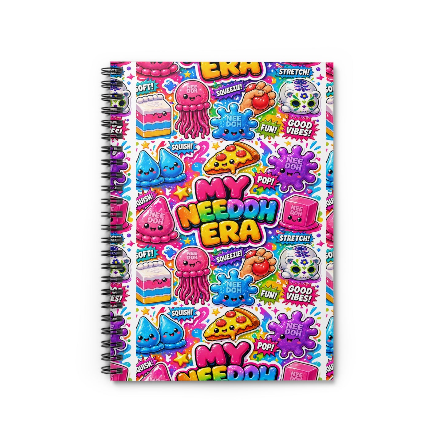 My Needoh Era Spiral Notebook — Colorful Kawaii Sticker Collage Ruled Journal