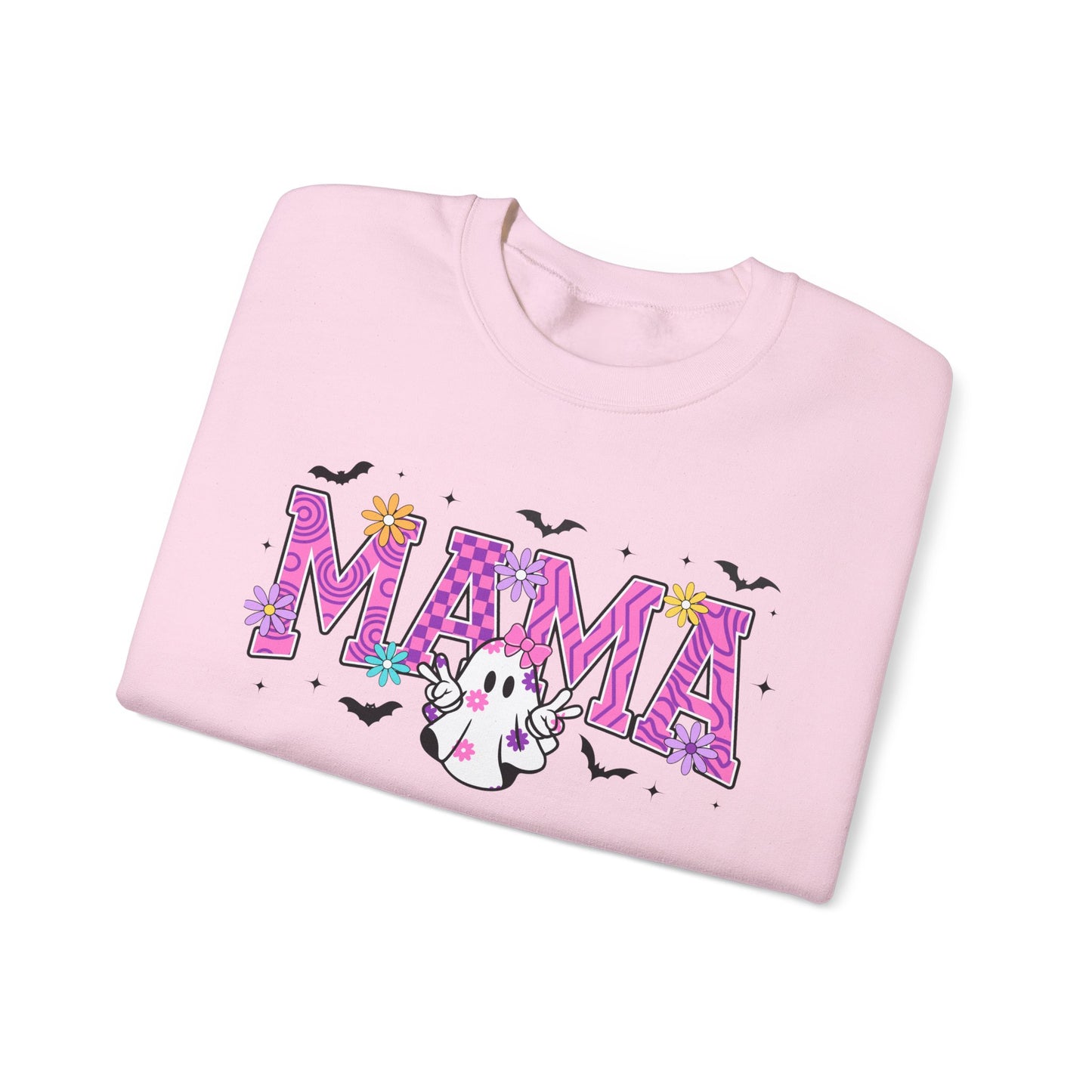Mama Ghost Crewneck Sweatshirt – Pink Halloween Mom Pullover- Halloween Sweatshirt - Halloween Costume - Mama Sweatshirt - Mama Sweater