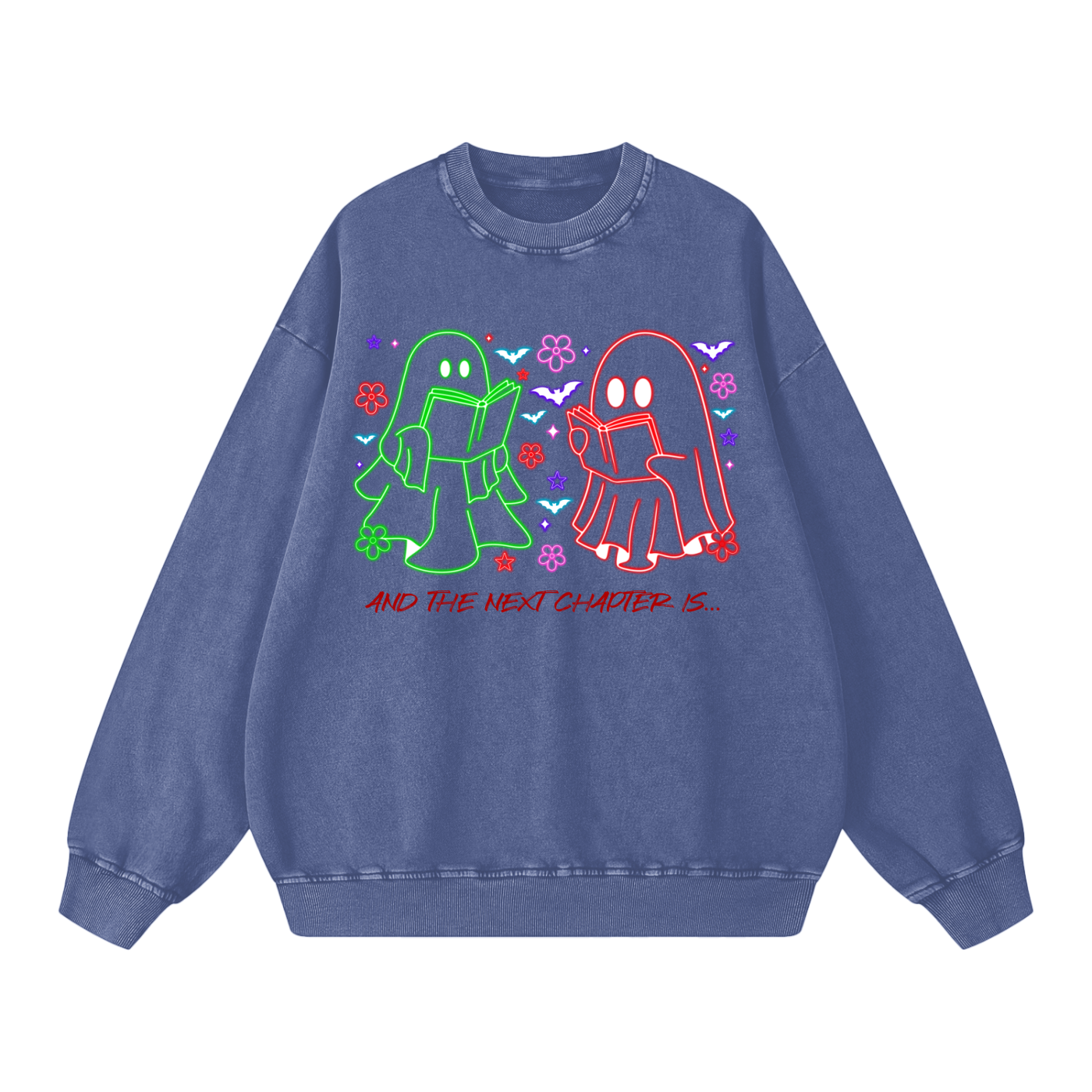 Ghost Halloween Oversized Sweatshirt - Reading Sweatshirt- Ghost Sweater - Neon Sweatshirt