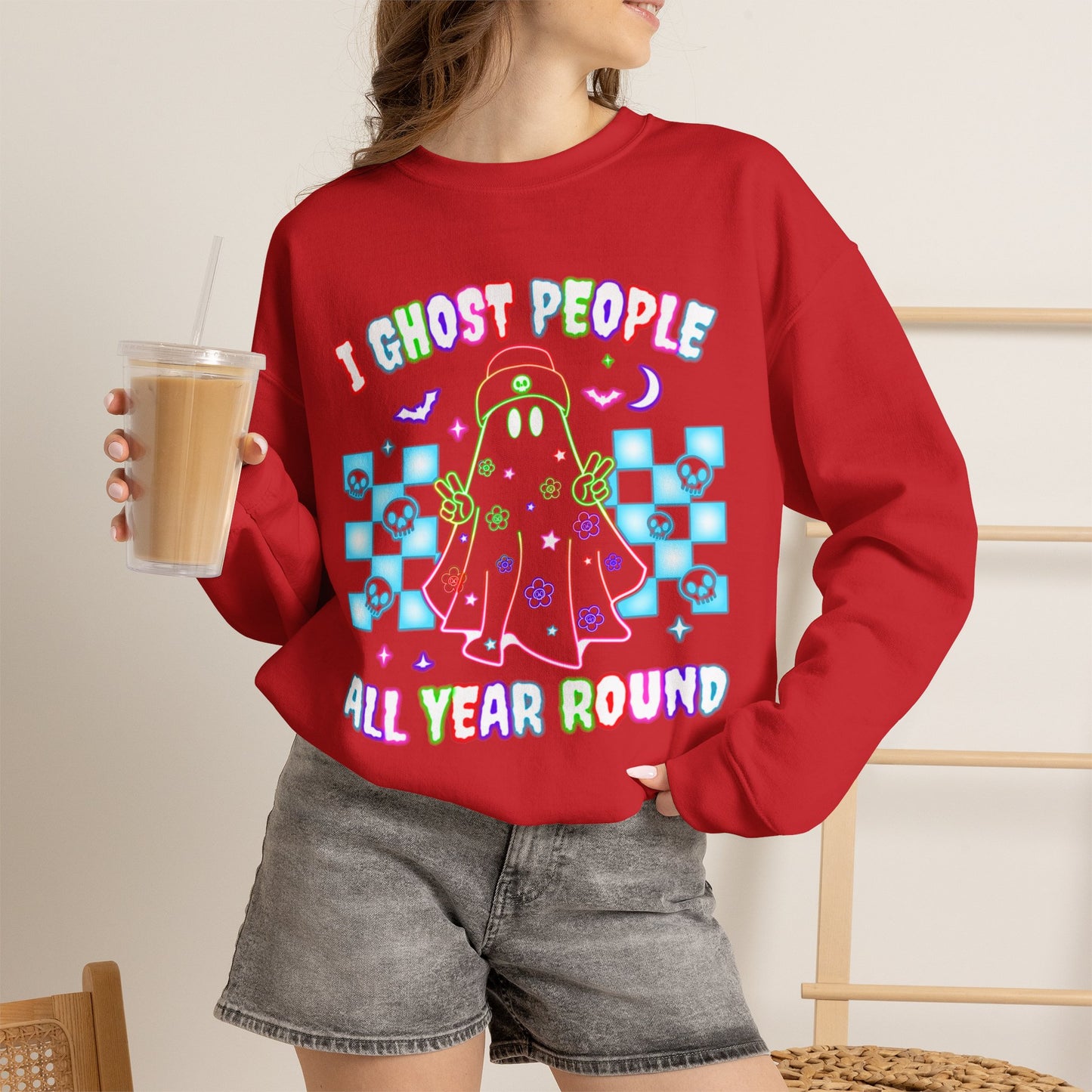 Ghost People Crewneck Sweatshirt — Halloween Pullover - Halloween Sweatshirt - Ghost Sweater - Gifts for Mom - Halloween Sweater