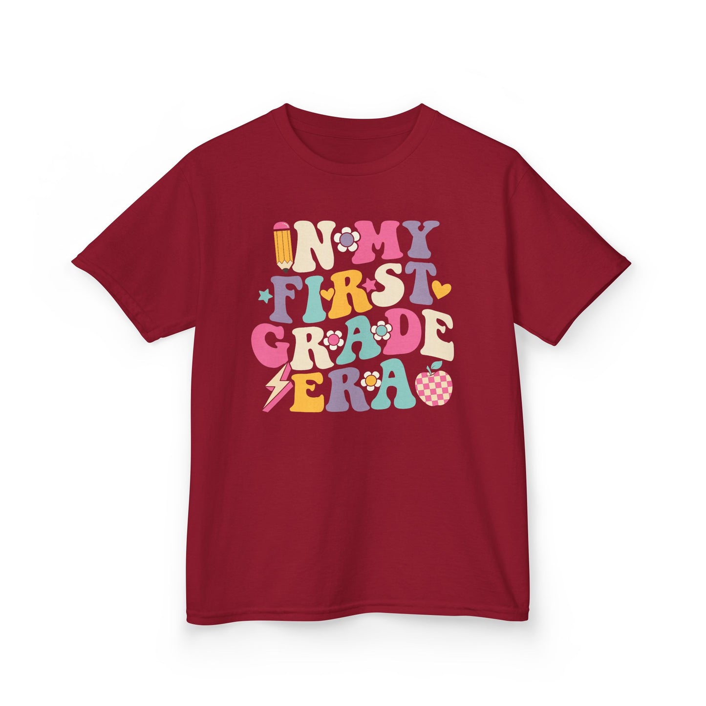 Kids Tee — 'In My First Grade Era' Colorful Retro Lettering Back-to-School Shirt