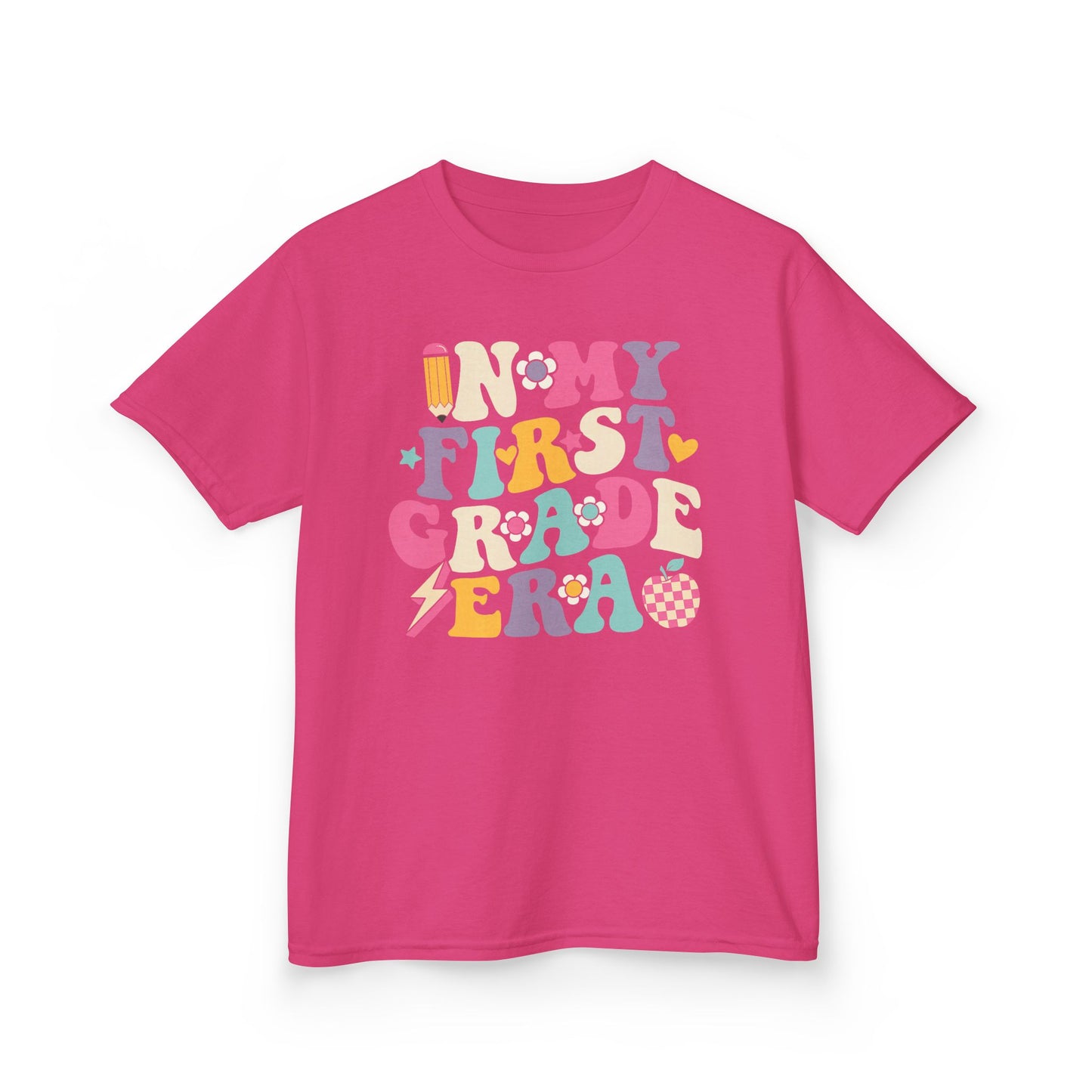 Kids Tee — 'In My First Grade Era' Colorful Retro Lettering Back-to-School Shirt
