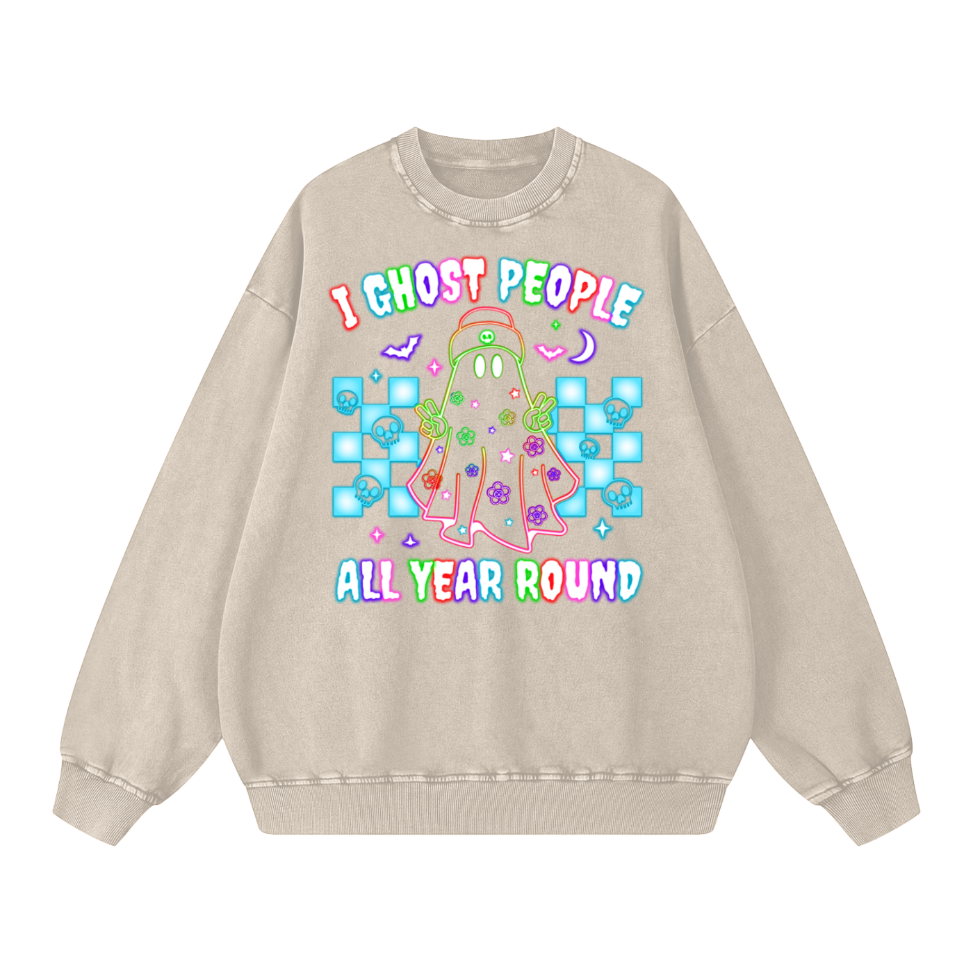Ghost Halloween Oversized Sweatshirt - Halloween Sweater- gifts for Halloween - Halloween Costumes - Funny Sweater