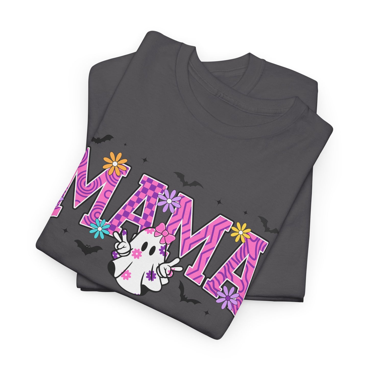 Mama Floral Tee — Cute Ghost & Pink Flower Mom Shirt (Mother’s Day Gift)
