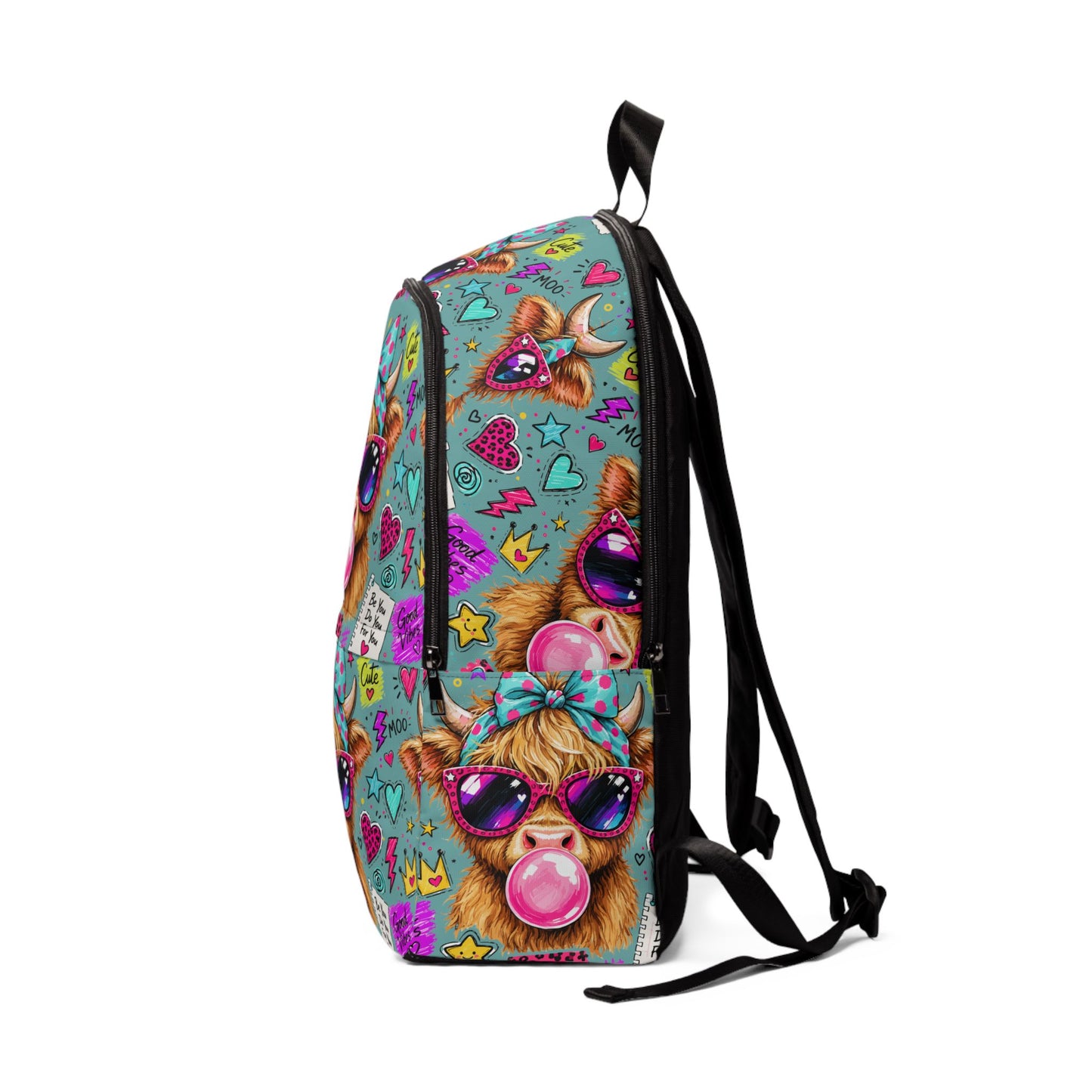 Cute Llama Bubblegum Backpack — Colorful Kids School Bag with Sunglasses Design