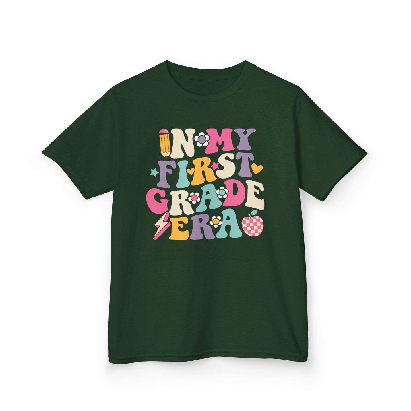 Kids Tee — 'In My First Grade Era' Colorful Retro Lettering Back-to-School Shirt