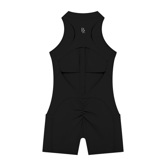 Women’s Quarter-Zip Workout Romper – Sculpting Yoga & Gym One-Piece