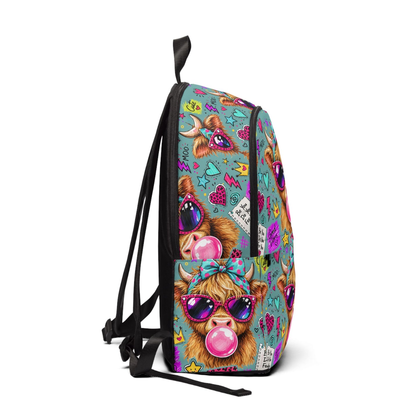 Cute Llama Bubblegum Backpack — Colorful Kids School Bag with Sunglasses Design
