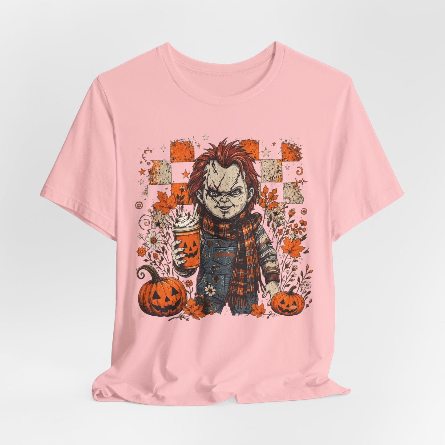 Halloween Horror Doll T‑Shirt – Pumpkin Patch Scare Tee