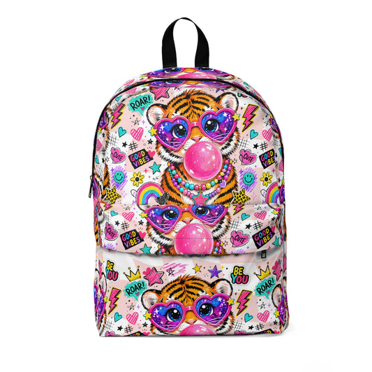 Colorful Bubblegum Tiger Backpack — Kids Cute Heart Sunglasses School Bag
