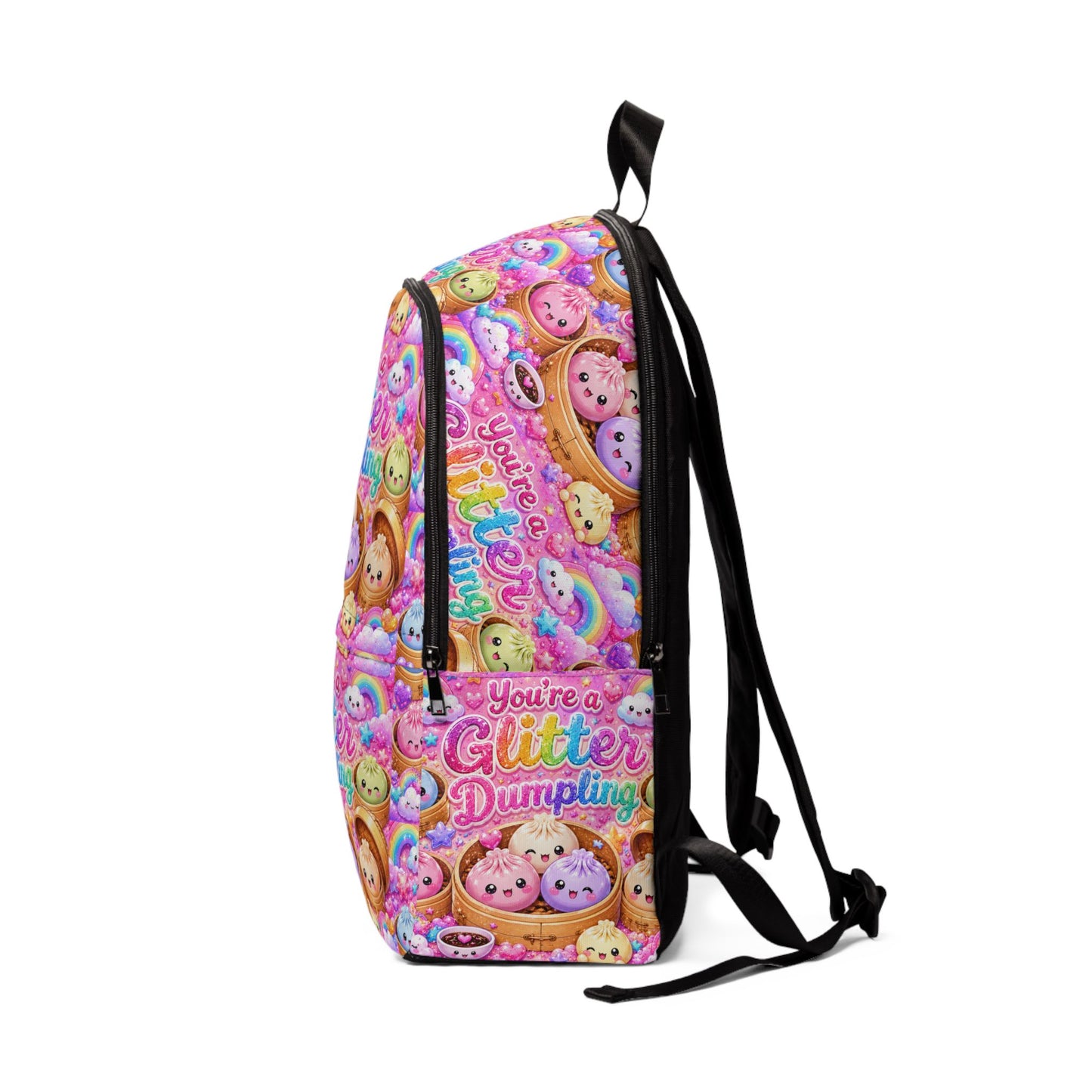 Glitter Dumpling Backpack — Cute Kawaii Food Print School Bag