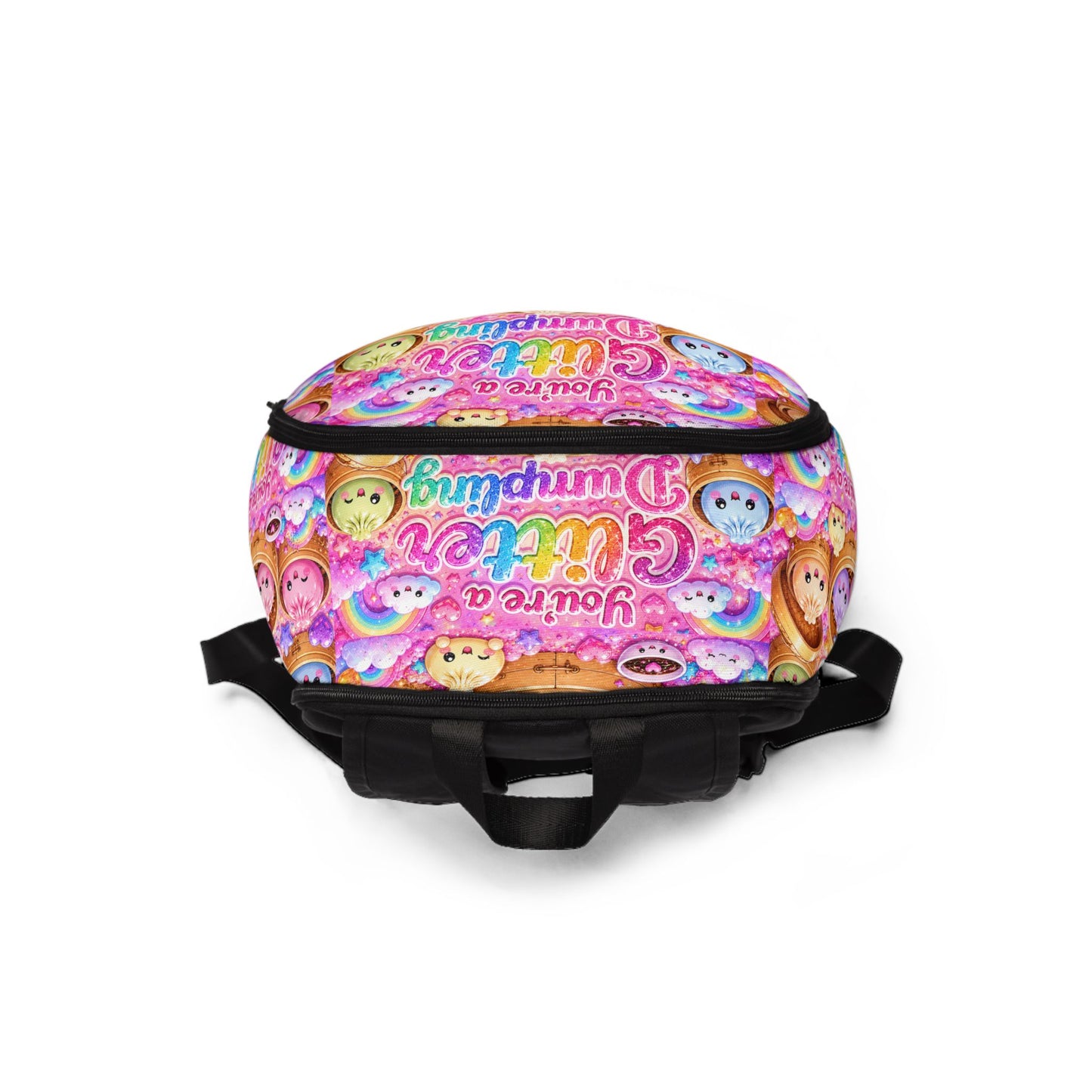 Glitter Dumpling Backpack — Cute Kawaii Food Print School Bag