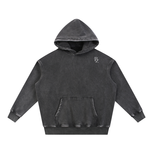 Snow Wash Oversized Fleece Hoodie – Vintage Unisex Streetwear Hoodie