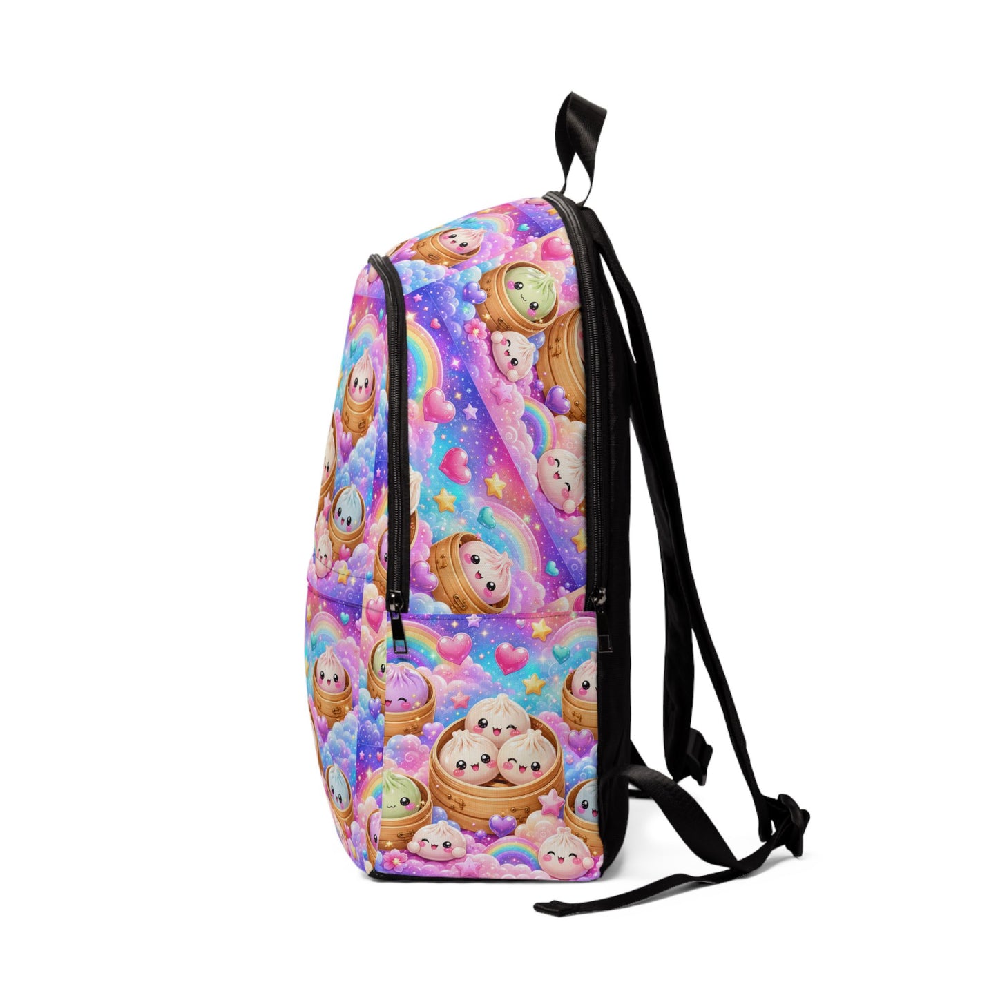 Kawaii Rainbow Sloth Backpack — Cute Pastel Clouds & Hearts Print