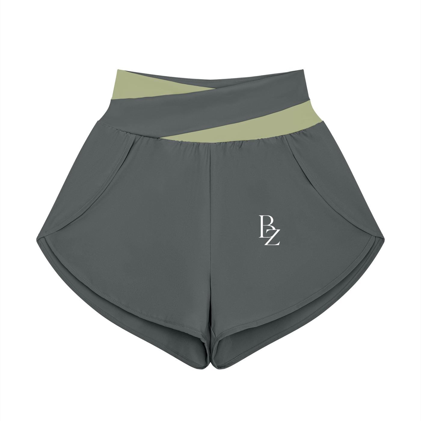 Women’s High-Waisted Panelled Yoga Shorts – Two-Tone Workout Shorts
