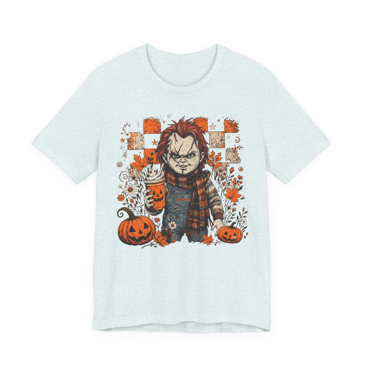Halloween Horror Doll T‑Shirt – Pumpkin Patch Scare Tee