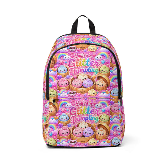 Glitter Dumpling Backpack — Cute Kawaii Food Print School Bag