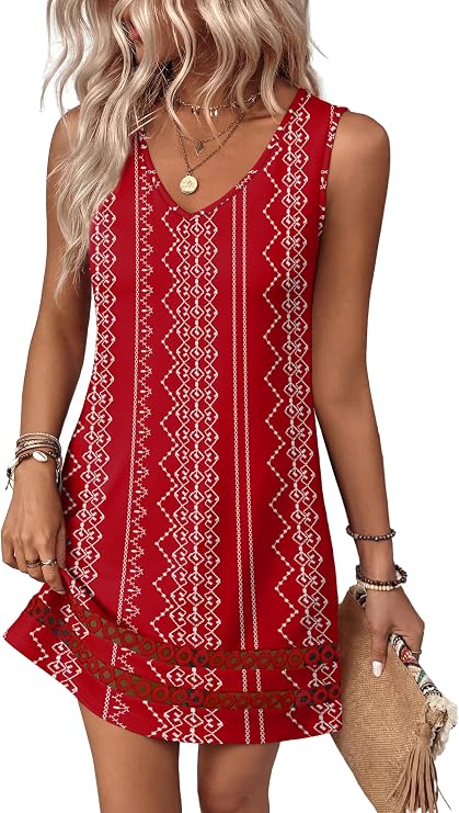 Women’s V-Neck Boho Summer Dress | Floral Vacation & Beach Dress