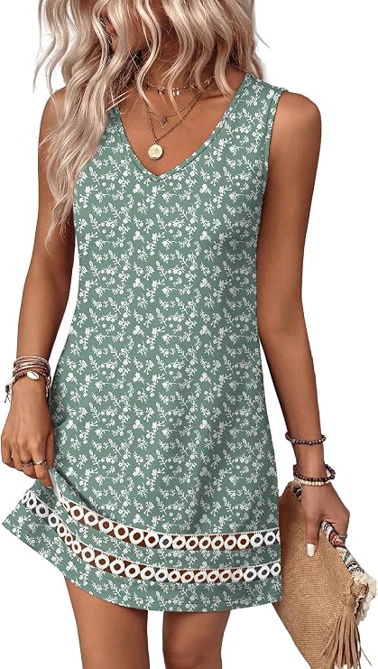 Women’s V-Neck Boho Summer Dress | Floral Vacation & Beach Dress
