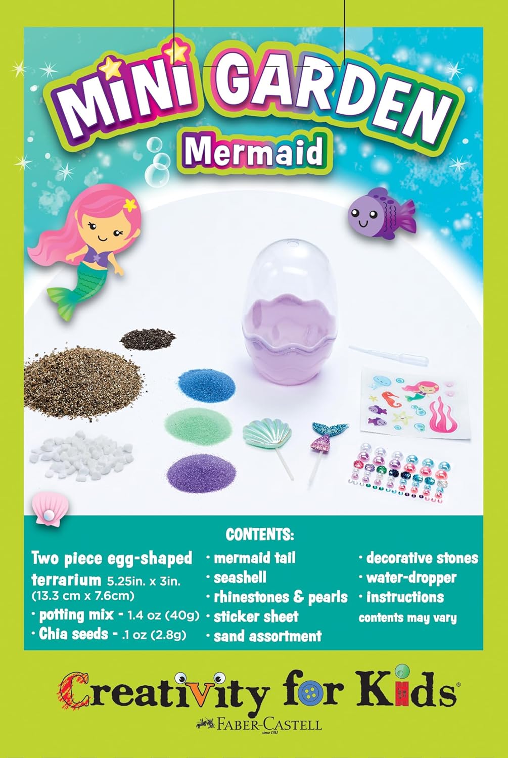Mini Garden: Mermaid Terrarium Kit - Mermaid Gifts for Girls, Crafts and Toys, Stocking Stuffers for Kids (Ages 6+)