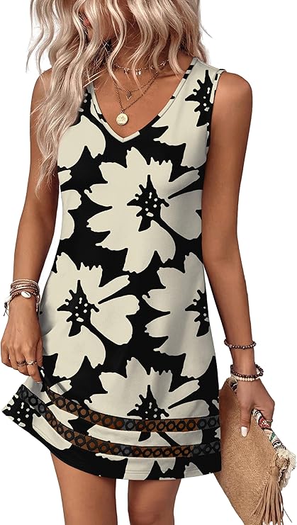 Women’s V-Neck Boho Summer Dress | Floral Vacation & Beach Dress