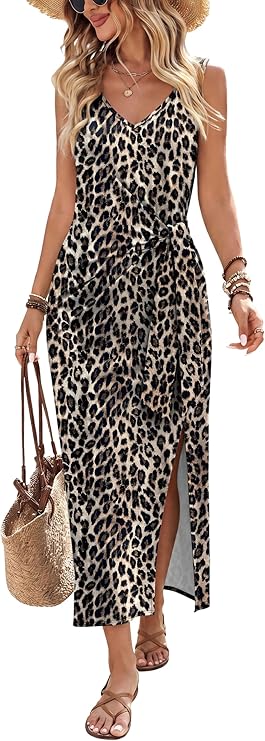 Women’s Sleeveless V-Neck Midi Wrap Dress | Summer Vacation & Resort Dress