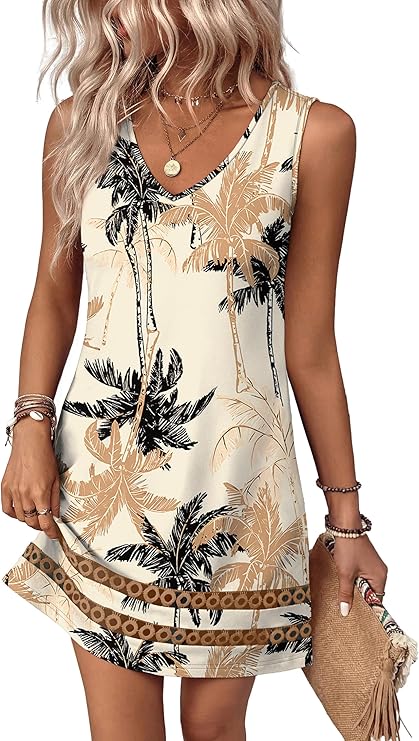 Women’s V-Neck Boho Summer Dress | Floral Vacation & Beach Dress