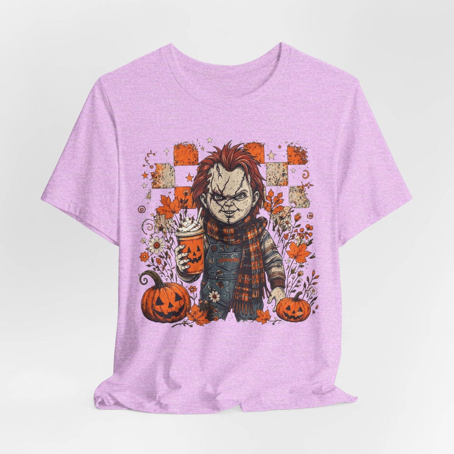 Halloween Horror Doll T‑Shirt – Pumpkin Patch Scare Tee