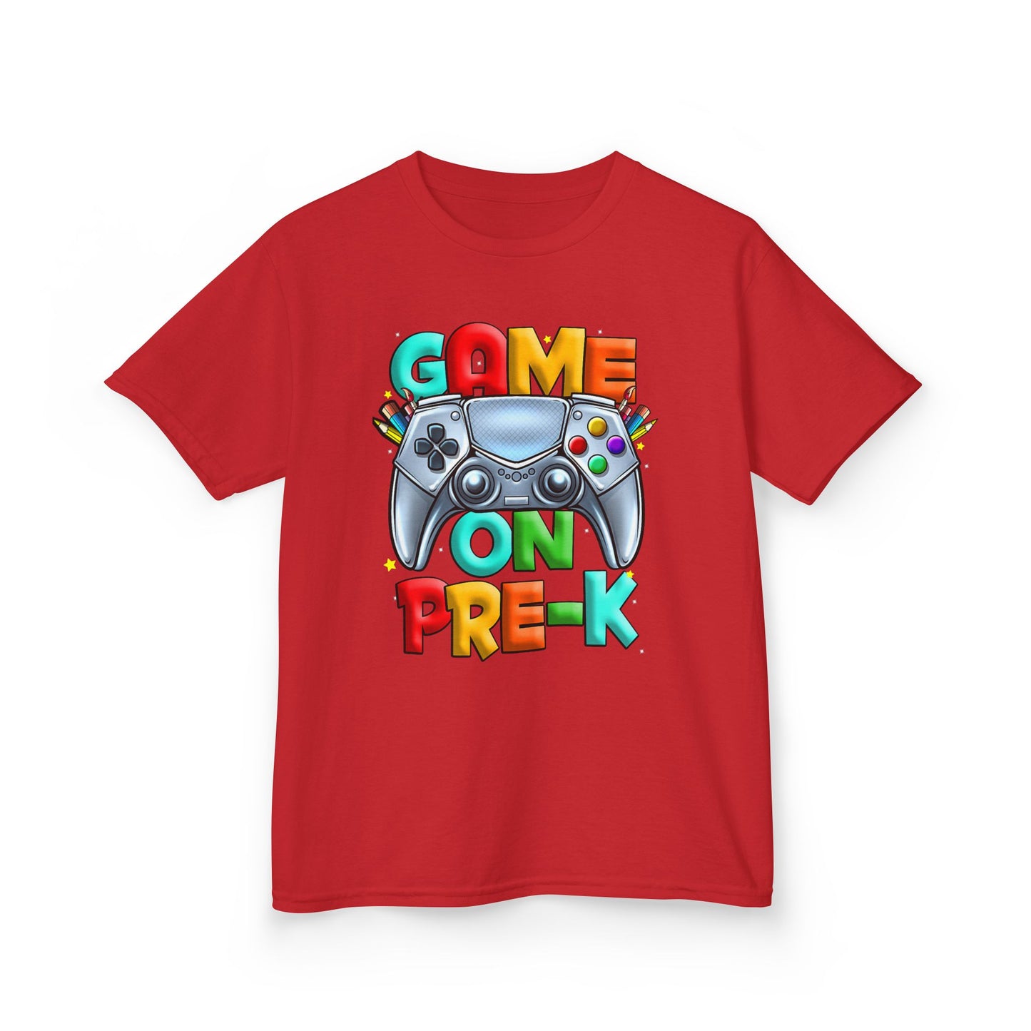 Kids T-Shirt — "Game On Pre-K" Colorful Controller Tee