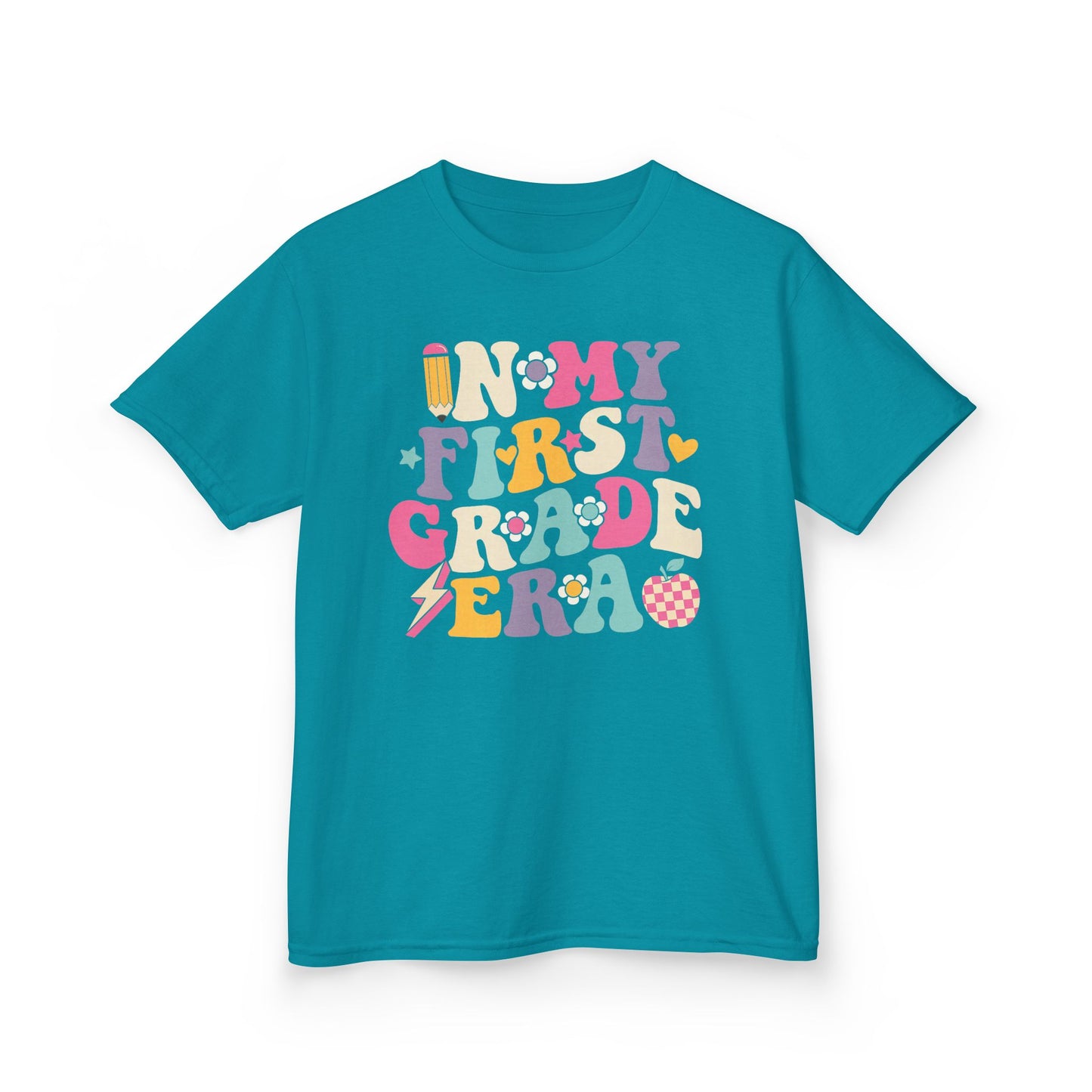 Kids Tee — 'In My First Grade Era' Colorful Retro Lettering Back-to-School Shirt