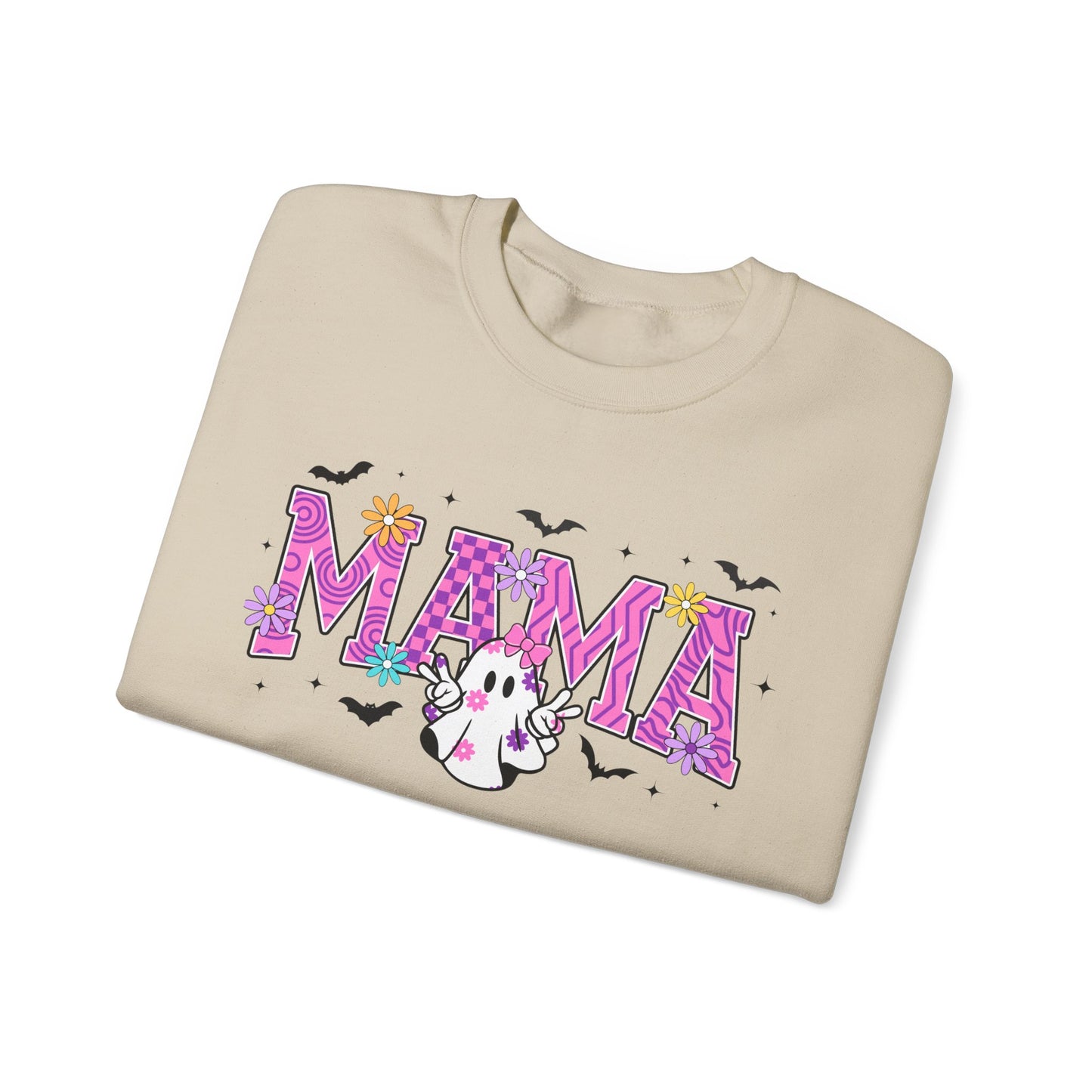 Mama Ghost Crewneck Sweatshirt – Pink Halloween Mom Pullover- Halloween Sweatshirt - Halloween Costume - Mama Sweatshirt - Mama Sweater