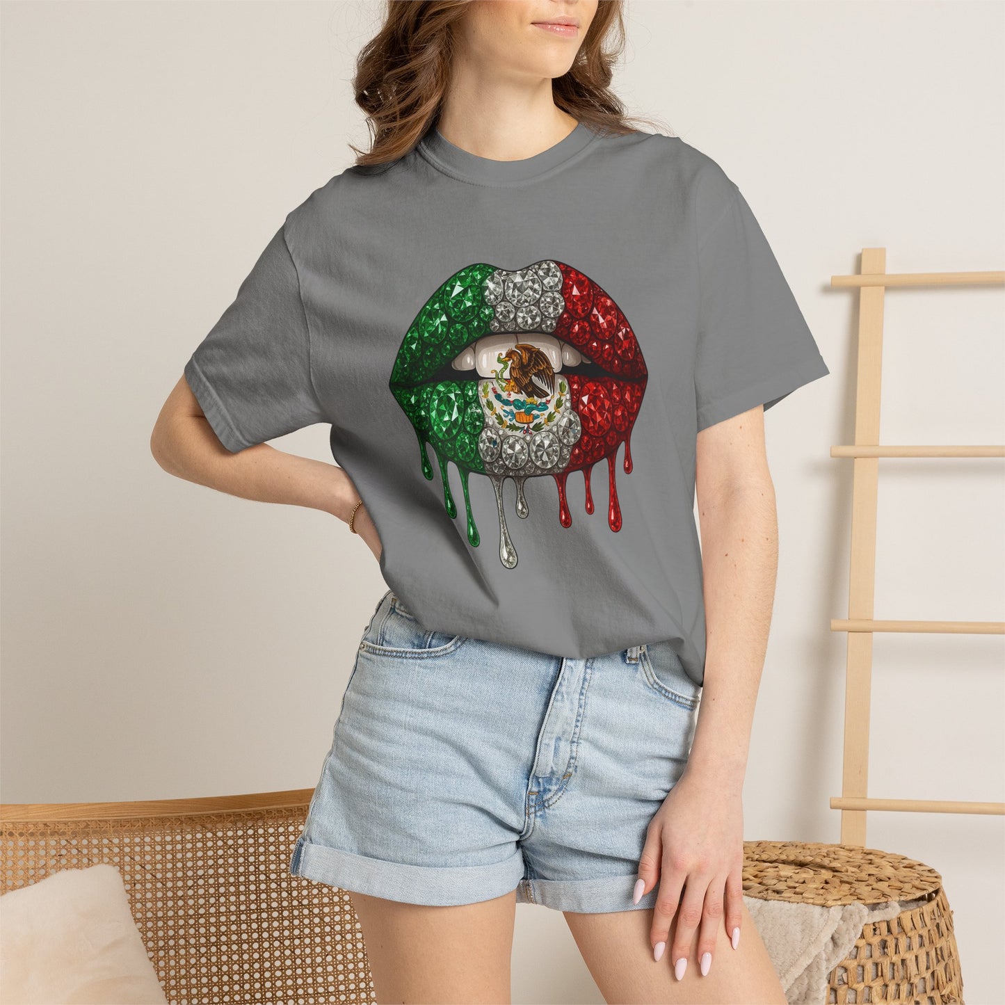 Mexico Flag Drip Lips T-Shirt