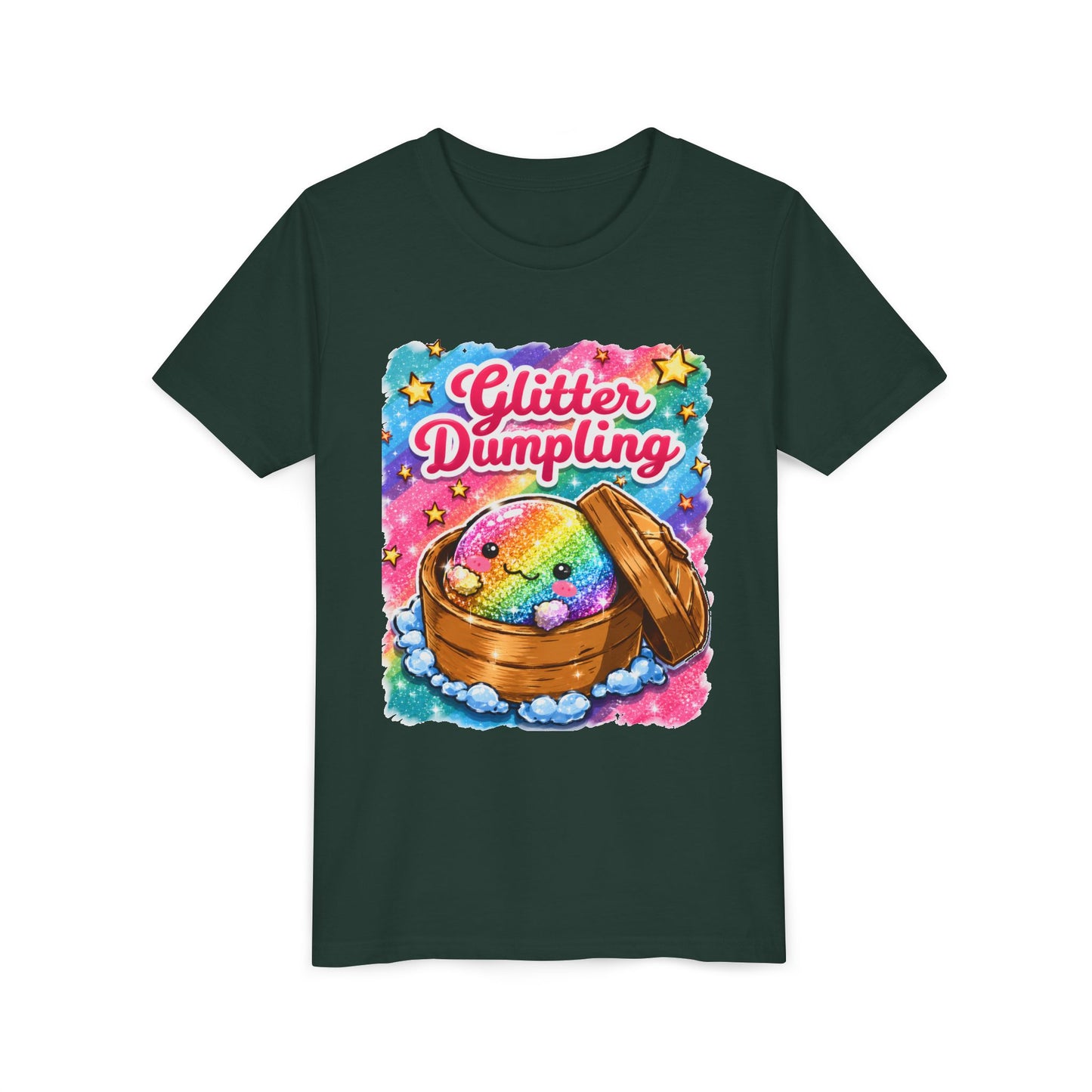 Youth Tee — 'Glitter Dumpling' Rainbow Kawaii Dumpling Shirt