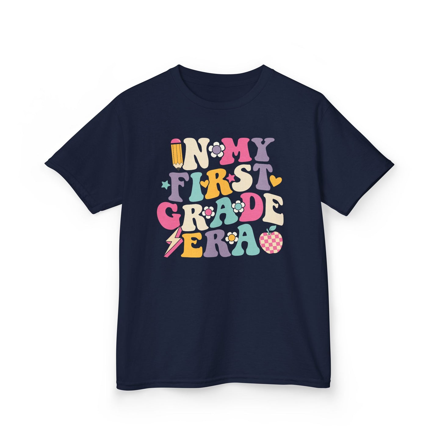 Kids Tee — 'In My First Grade Era' Colorful Retro Lettering Back-to-School Shirt
