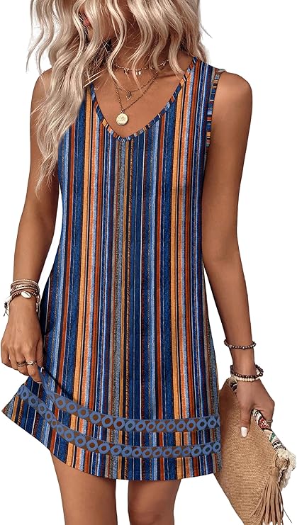 Women’s V-Neck Boho Summer Dress | Floral Vacation & Beach Dress