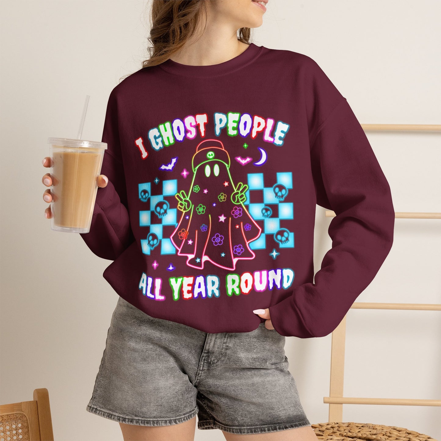 Ghost People Crewneck Sweatshirt — Halloween Pullover - Halloween Sweatshirt - Ghost Sweater - Gifts for Mom - Halloween Sweater