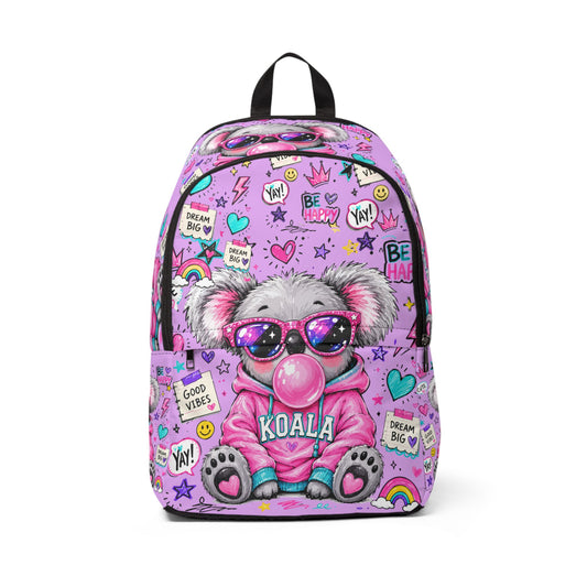 Cute Koala Bubblegum Backpack — Pink Kid’s School Bag with Sunglasses Koala Design