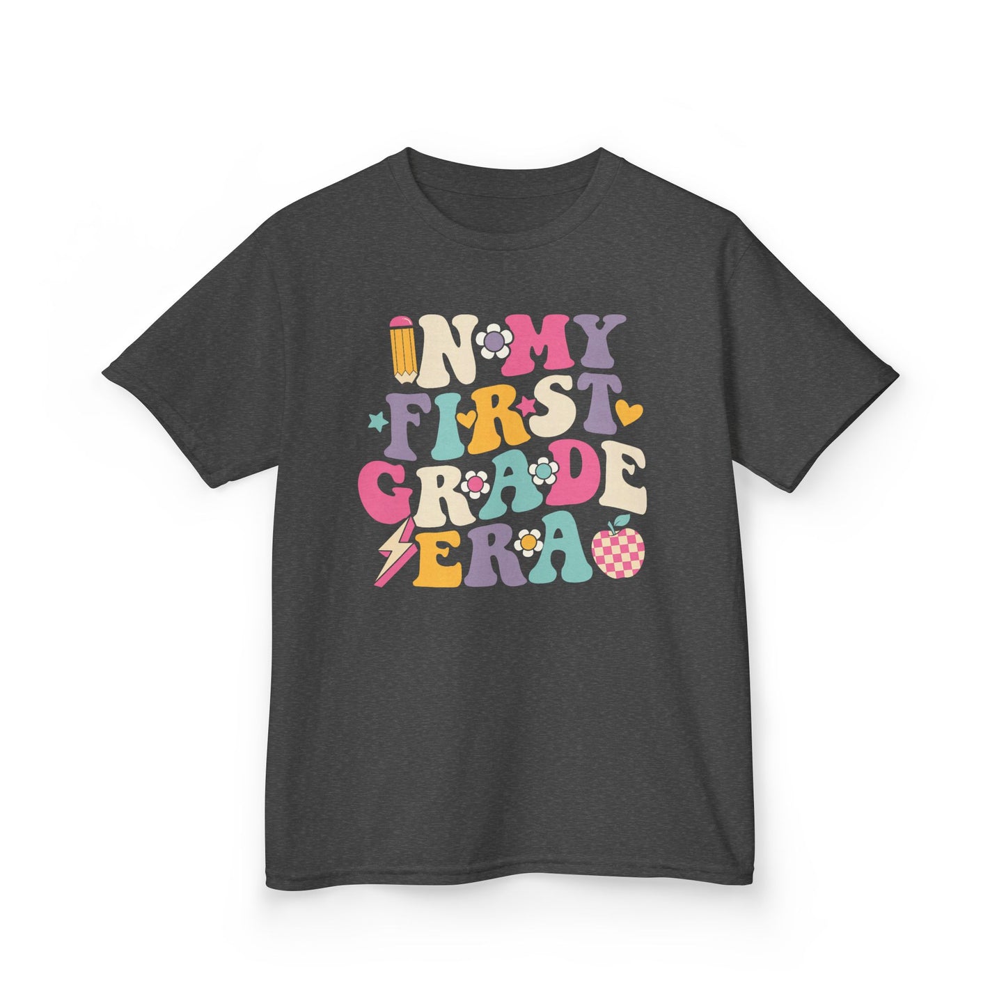 Kids Tee — 'In My First Grade Era' Colorful Retro Lettering Back-to-School Shirt