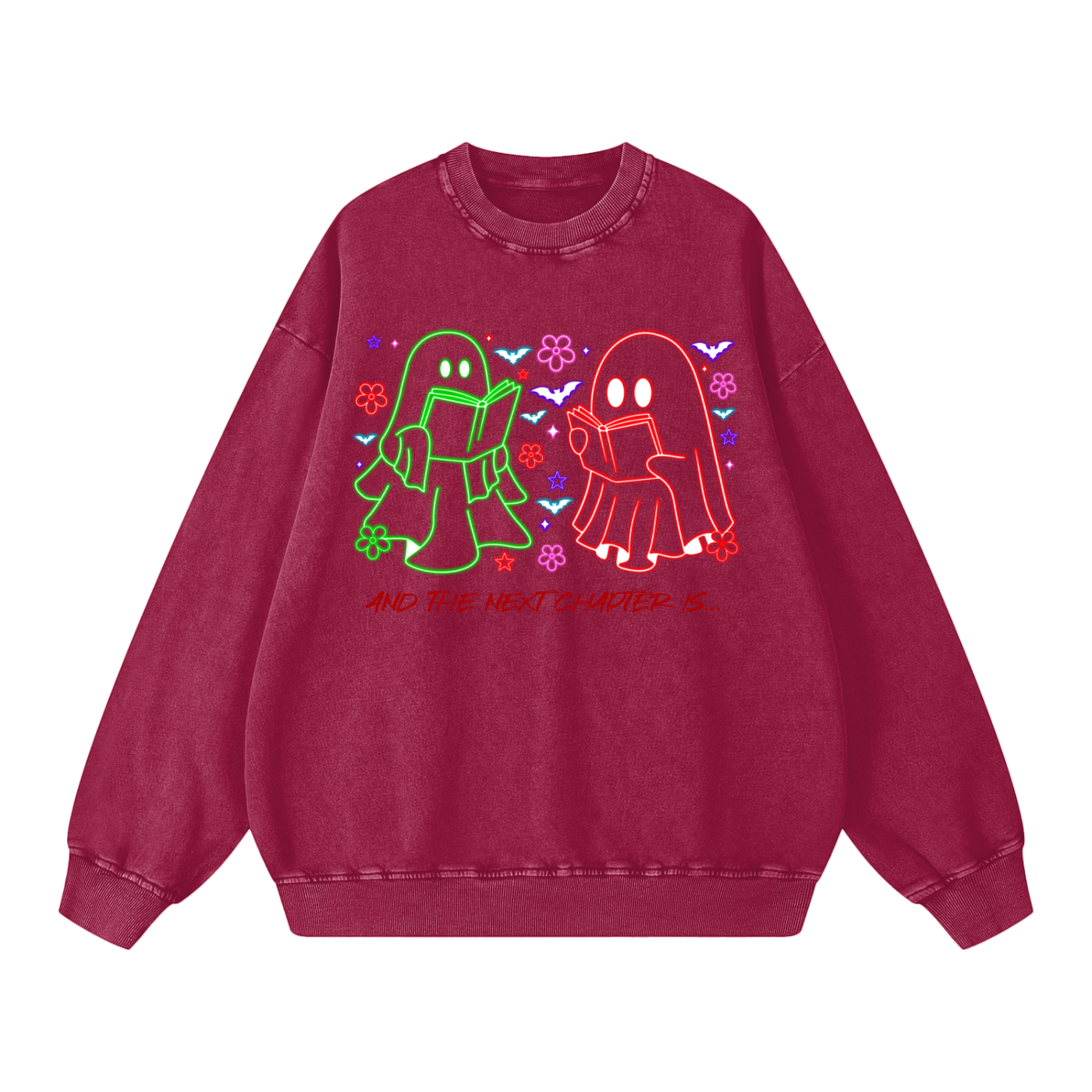 Ghost Halloween Oversized Sweatshirt - Reading Sweatshirt- Ghost Sweater - Neon Sweatshirt