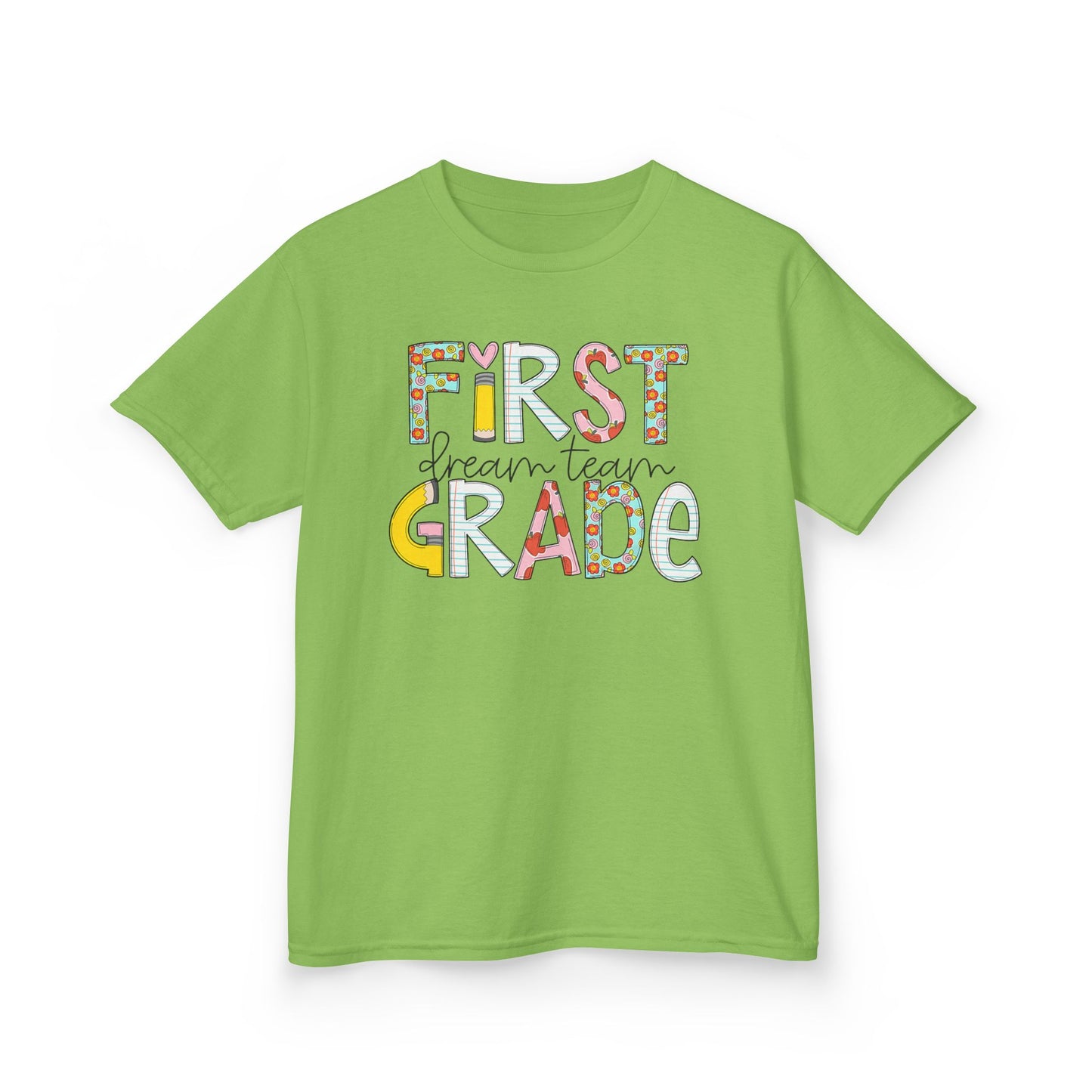 First Grade Kids T-Shirt — "First Grade" Colorful Back-to-School Tee