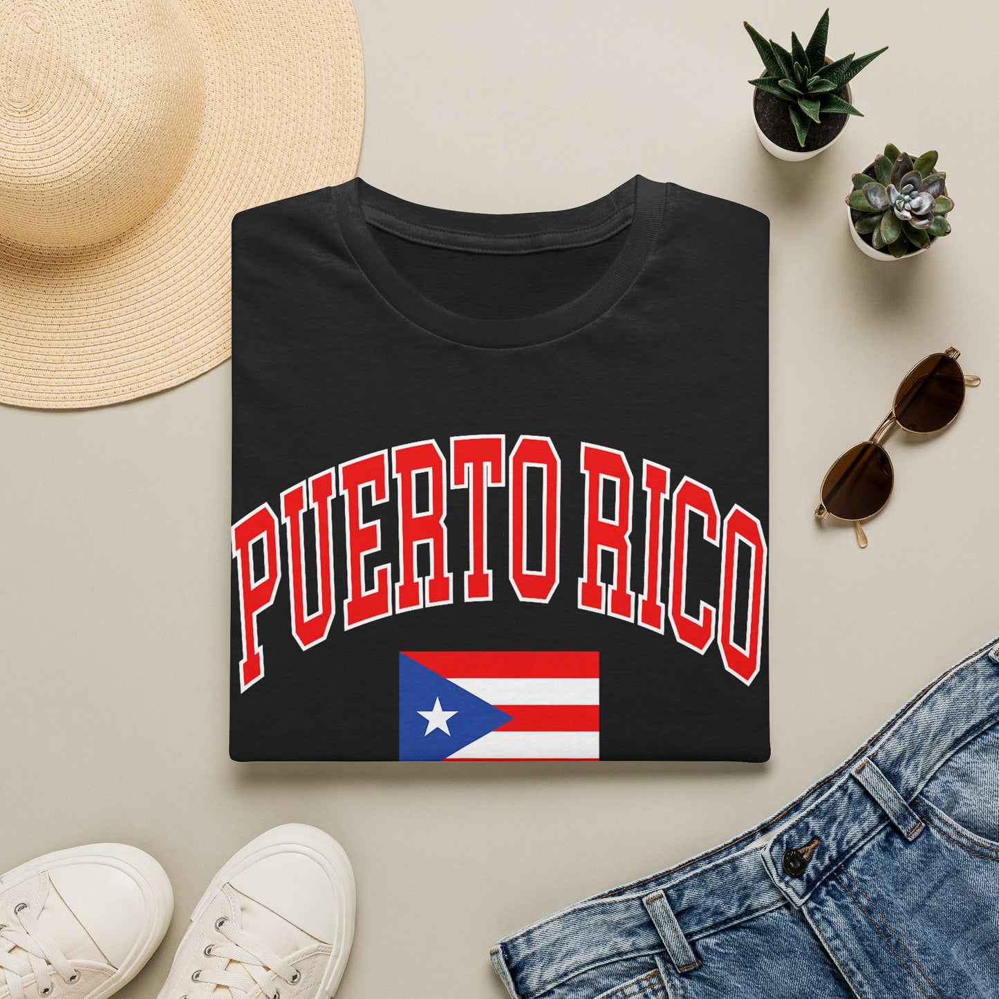 Puerto Rico Flag T-Shirt — Bold Red Arch College Tee