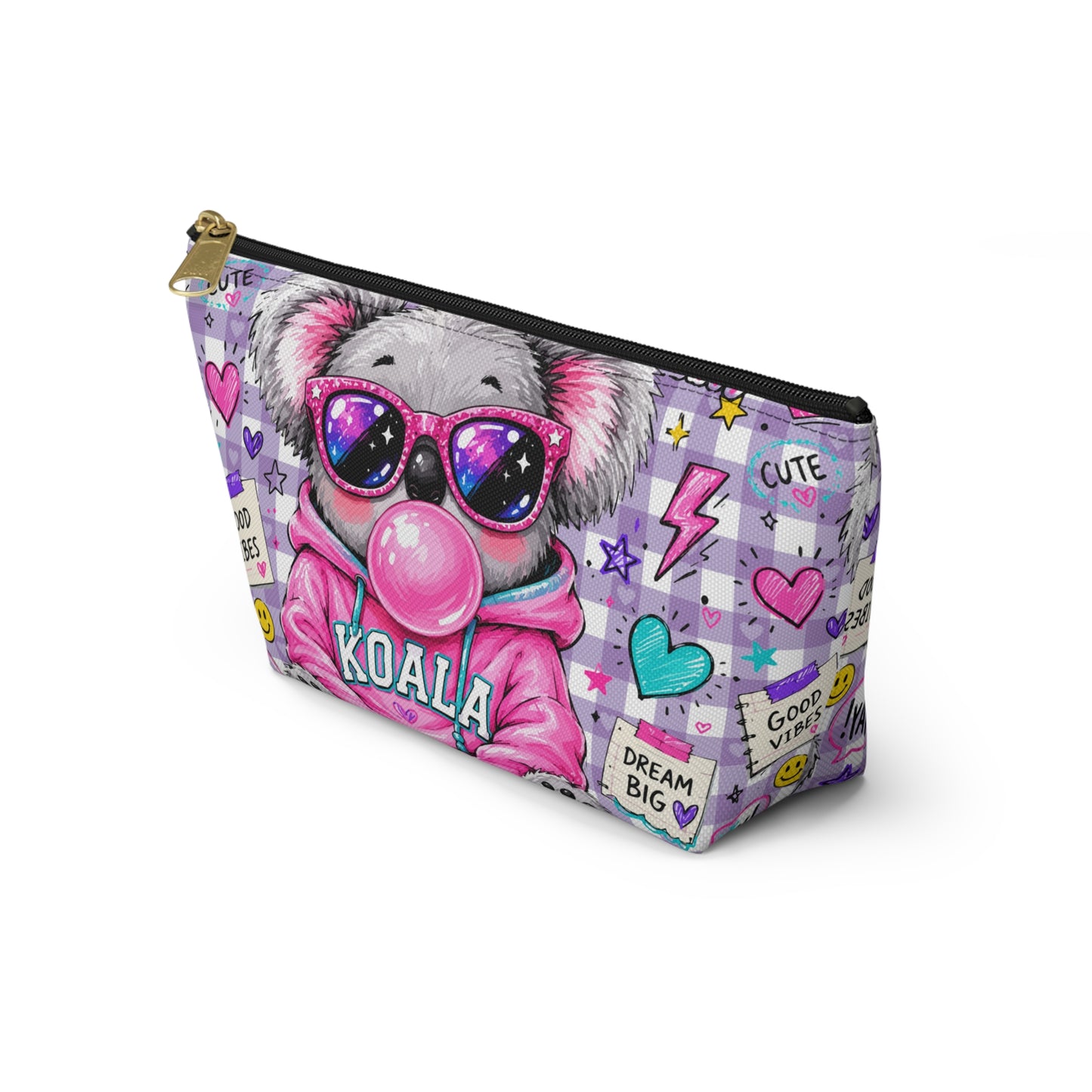 Cute Koala Bubblegum Accessory Pouch - kids pencil holder - back to school supplies - gifts for school - pink pencil holder