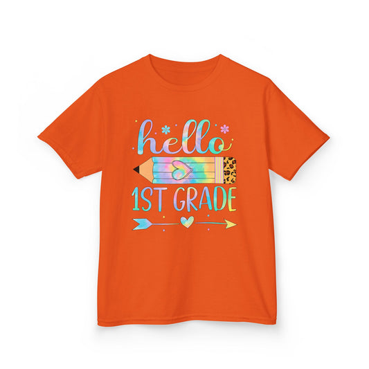Hello 1st Grade Kids T-Shirt — Back to School Pencil Design